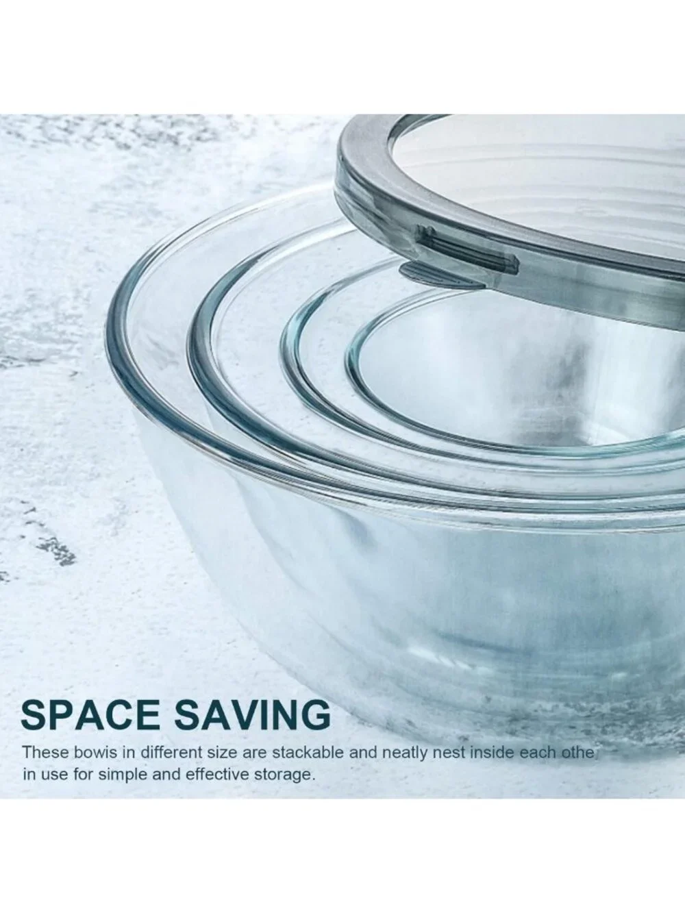 Set of 4 Glass Mixing Bowls with Lids - 0.8 to 4.8 Qt Storage & Prep Bowls
